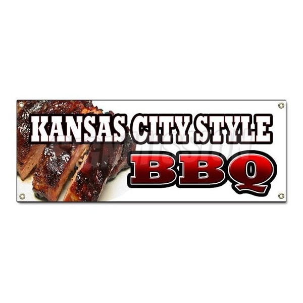 Signmission KANSAS CITY STYLEBBQ BANNER SIGN beef brisket ribs pork barbque open B-Kansas City Style BBQ - main